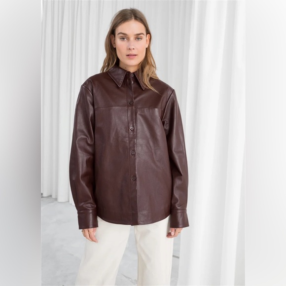 ✨& OTHER STORIES✨Leather Button Up Shirt/Jacket - Picture 1 of 4